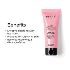 Brillare Professional Age Revival Face Wash for Anti-Aging Skin with Rose, Lotus & Orange 