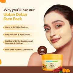 Mamaearth Ubtan Detan Face Pack with Turmeric & Saffron