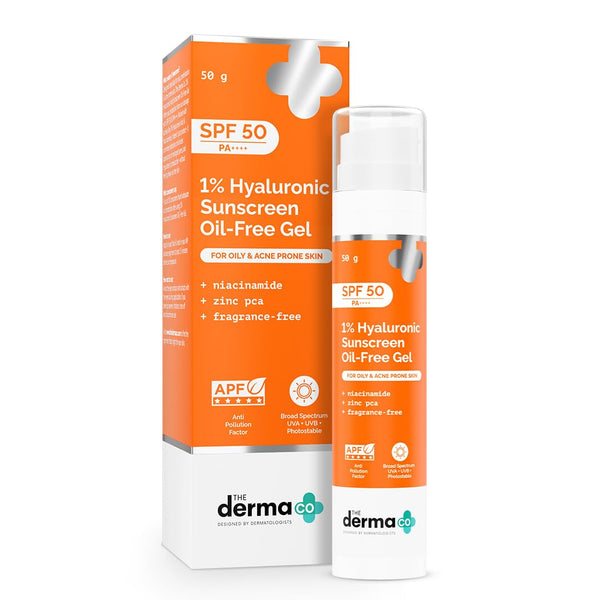 The Derma Co 1% Hyaluronic Sunscreen Oil-Free Gel SPF 50 PA++++
