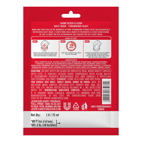 LAKMÉ Blush & Glow Strawberry Sheet Mask
