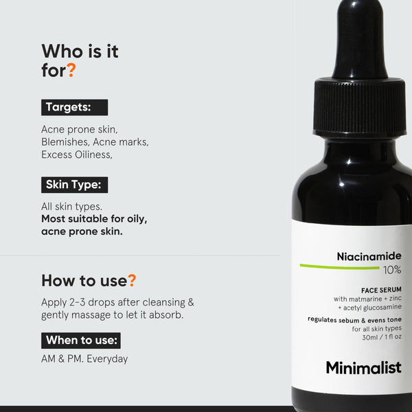 Minimalist Oil Control & Anti-Acne 10% Niacinamide Face Serum with Zinc